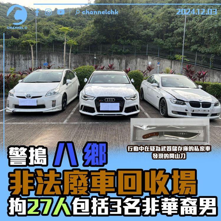 警搗八鄉非法廢車回收場　拘27人包括3名非華裔男