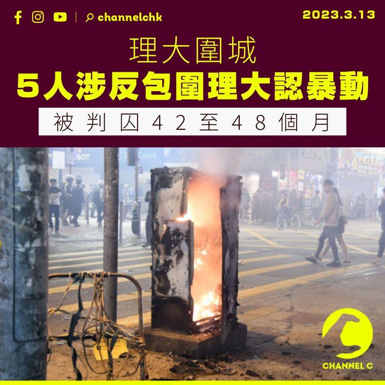 理大圍城｜5人涉「反包圍理大」認暴動 被判囚42至48個月