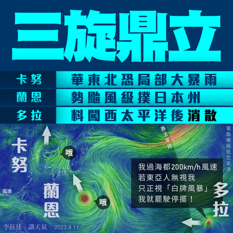 颱風蘭恩勢撲日 逼名古屋！多條新幹線或停駛｜卡努殘餘 恐致華東北局部大暴雨｜天氣師李鈺廷