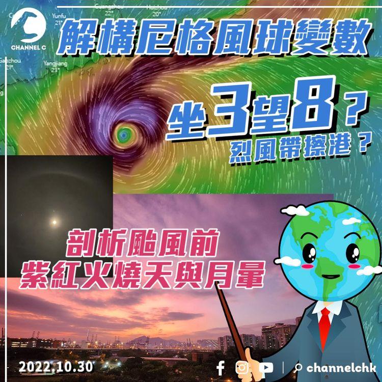 尼格風球坐3望8？烈風帶擦港？動畫解構變數｜剖析颱風前 紫紅火燒天與月暈｜尼格風名邊個改？揭無關歧視｜天氣師李鈺廷