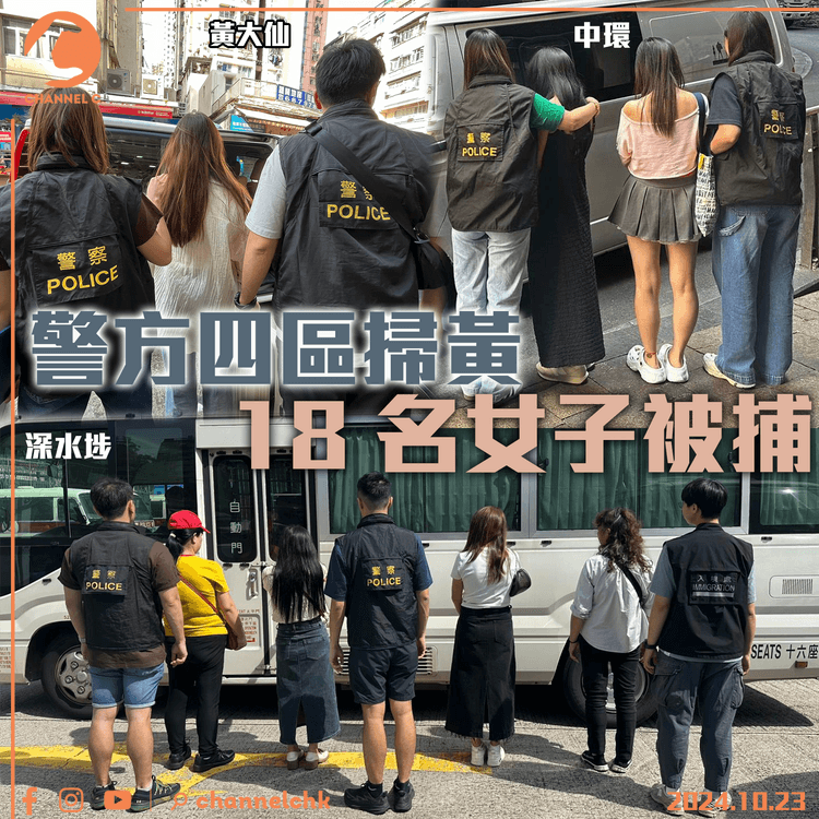 警方四區掃黃　18名女子被捕