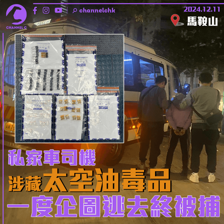 私家車司機涉藏太空油毒品　一度企圖逃去終被捕