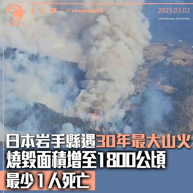 日本岩手縣遇30年最大山火　燒毀面積增至1800公頃　最少１人死亡