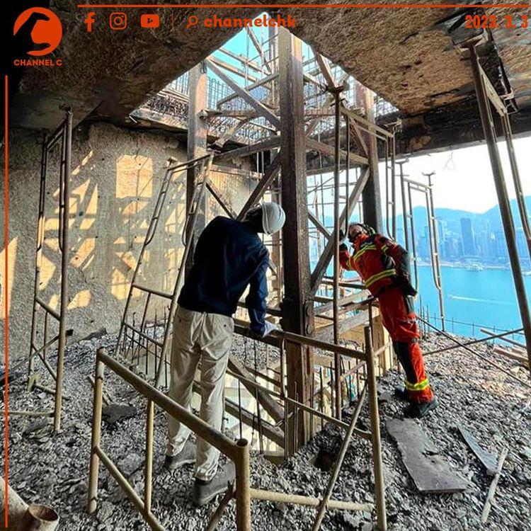 消防處續跟進尖沙嘴地盤四級火 利用無人機勘探火場外牆結構