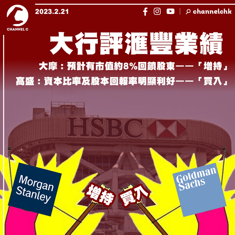 大行評滙豐業績 大摩，高盛維持「增持」及「買入」