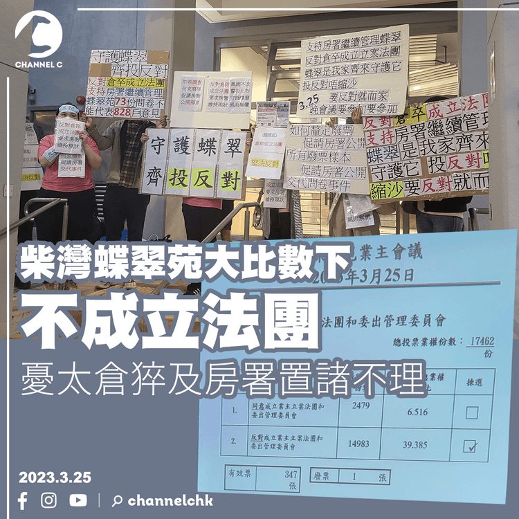 柴灣蝶翠苑大比數不成立法團 憂房署置諸不理