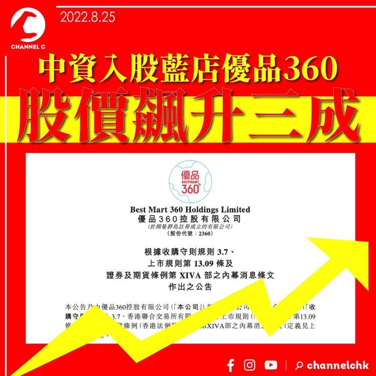 中資入股藍店優品360 股價飆升三成