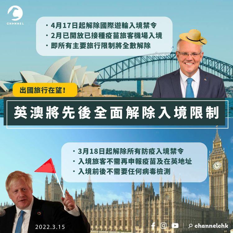 國際 | 英澳將先後全面解除防疫入境限制  兩年來首次