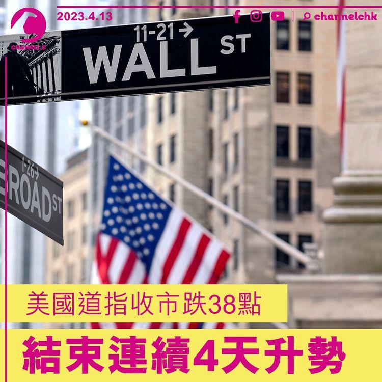 美國道指收市跌38點 結束連續4天升勢