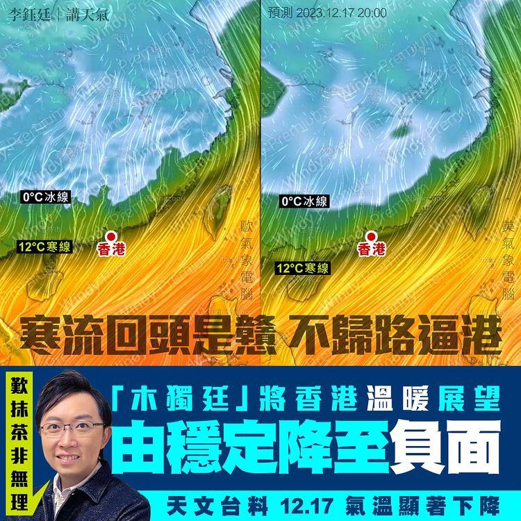 強東北季風下周末侵港 天文台料12.18更低溫 市區14°C北區9°C｜天氣師李鈺廷